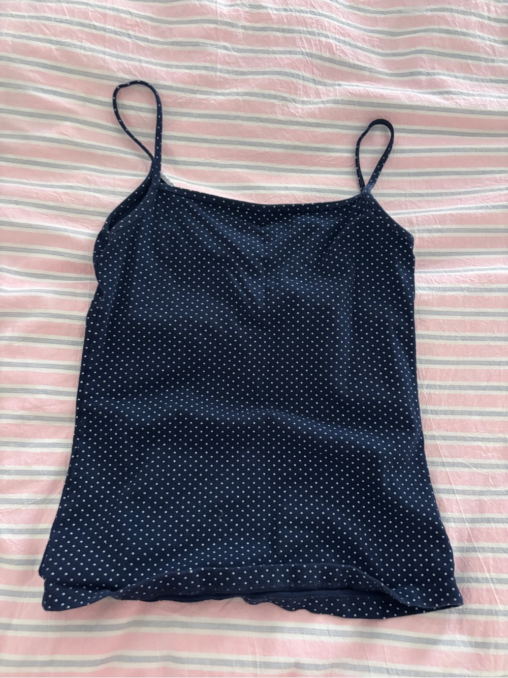 brandy melville tiffany tank navy blue white polka dots - Picture 2 of 2